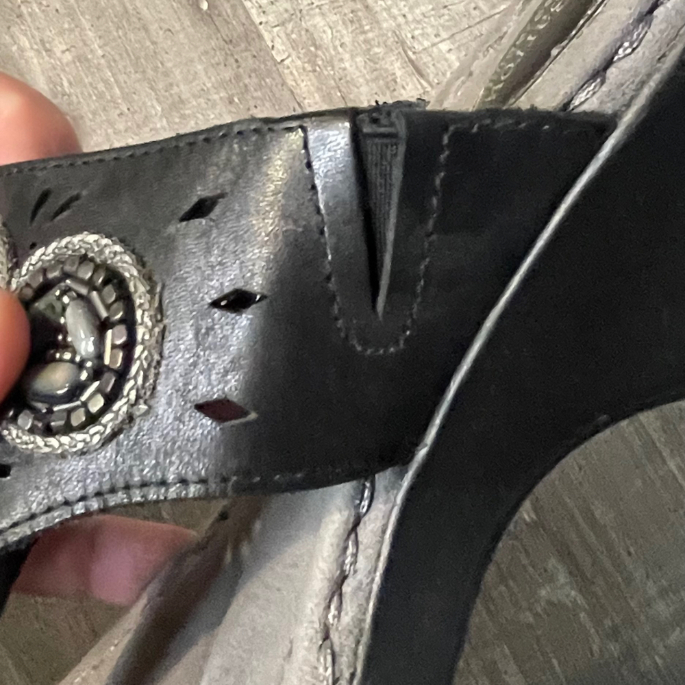 Women Croft&Barrow Leather Solesenseability Slip-On Wedge Sandals Black Sz 8 - Picture 7 of 8